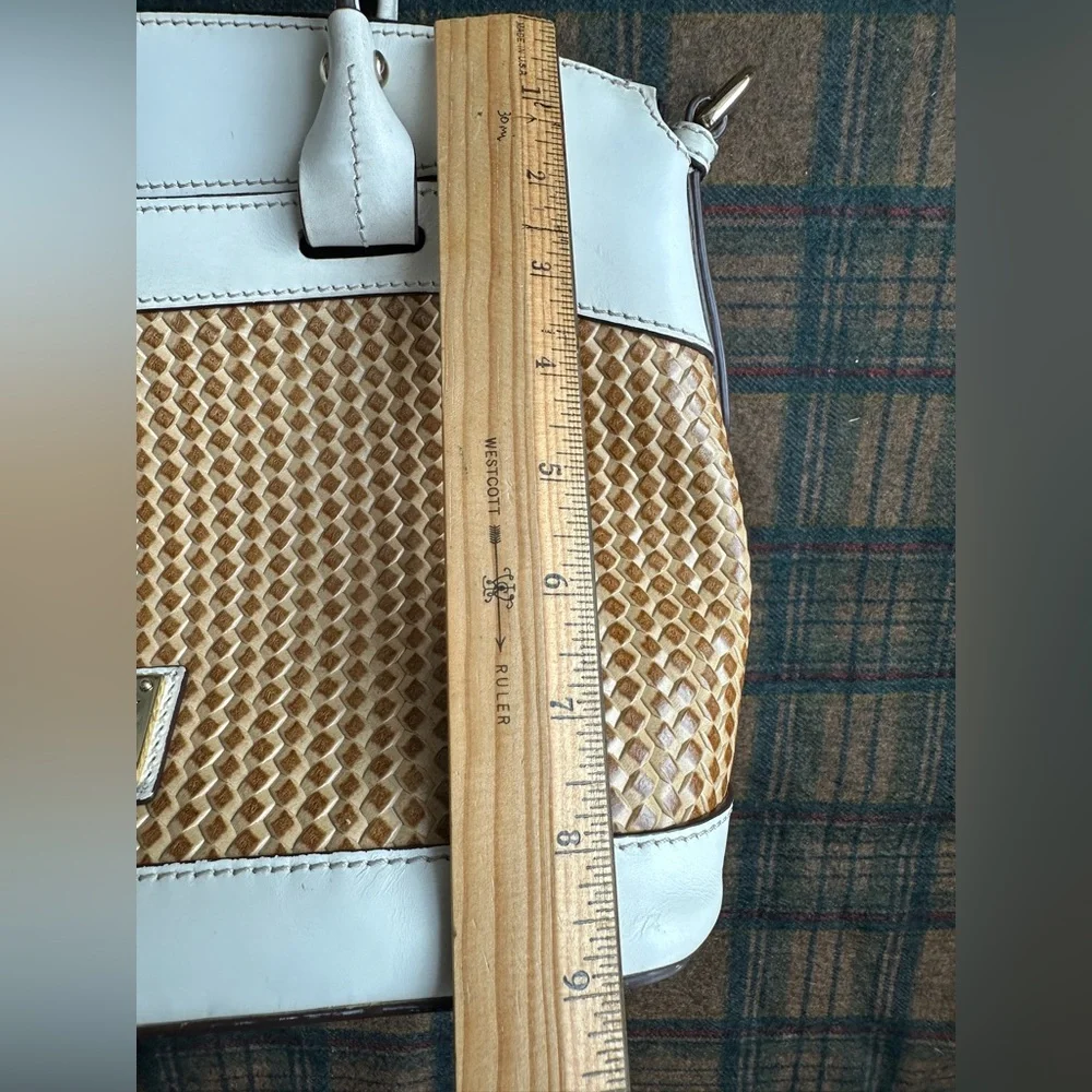 Dooney & Bourke‎ Beacon Woven Dome Satchel – Brown & White Leather – EUC